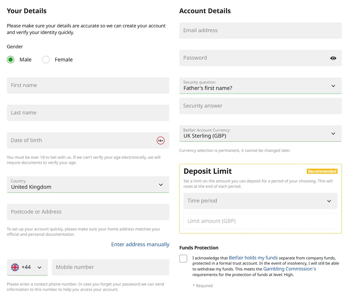 How to create a Betfair Casino account